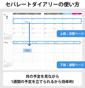 セパレートダイアリー　ウィークリー＆マンスリーB6　ラウンドカバー付き「4月始まり」 [082I03]システム手帳 セパレート手帳 マンスリー手帳 ウィークリー手帳
