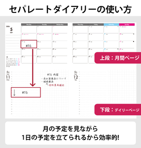 セパレートダイアリー　デイリー＆マンスリーA5　ラウンドカバー付き「4月始まり」 [082I04]システム手帳 セパレート手帳 マンスリー手帳 デイリー手帳