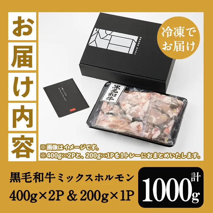 ≪数量限定≫鹿児島県産黒毛和牛ミックスホルモン (計1000g 400g×2＋200g) 【00-030-04-L】