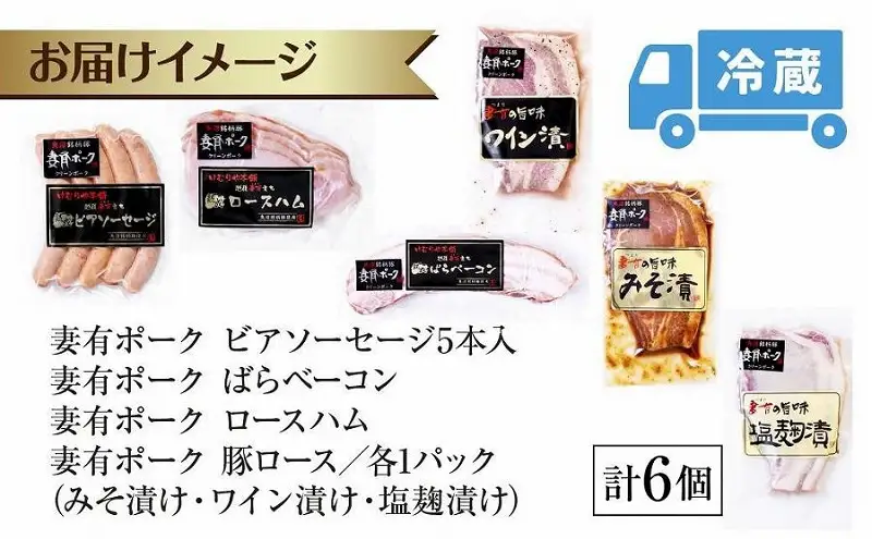 妻有ポーク ギフトセット 6種 各1個 ビアソーセージ ばらベーコン ロースハム 豚ロース みそ漬け ワイン漬け 塩麹漬け ウィンナー ソーセージ つまりポーク 豚肉 ブランド豚 新潟県 十日町市 