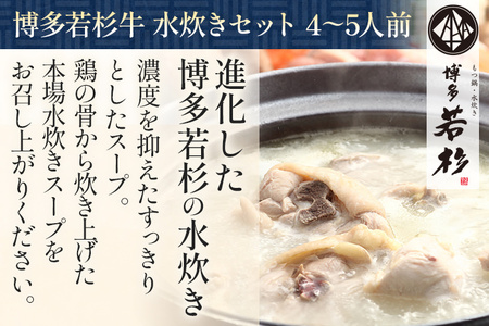 博多若杉 もつ鍋4～5人前  醤油味 + 博多水炊き 4～5人前 セット ちゃんぽん 牛もつ鍋