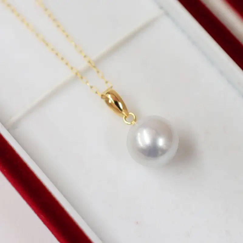S085-368_8.5mm - 9mm ネックレス あこや 真珠 ナチュラル 1粒 ネックレス ペンダント K18 珍珠【K18YG】