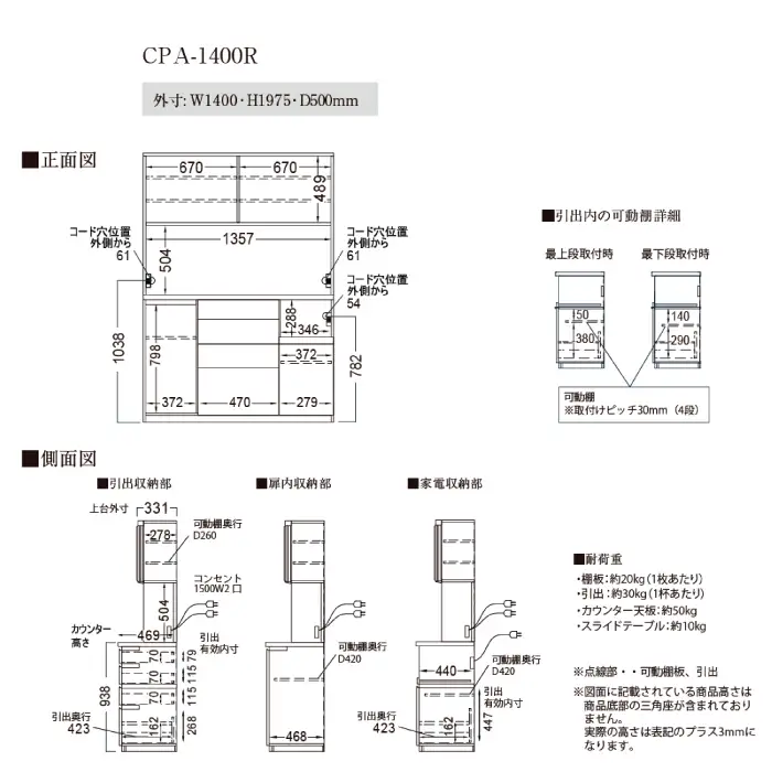 キッチンボードCPA-1400R [No.866]
