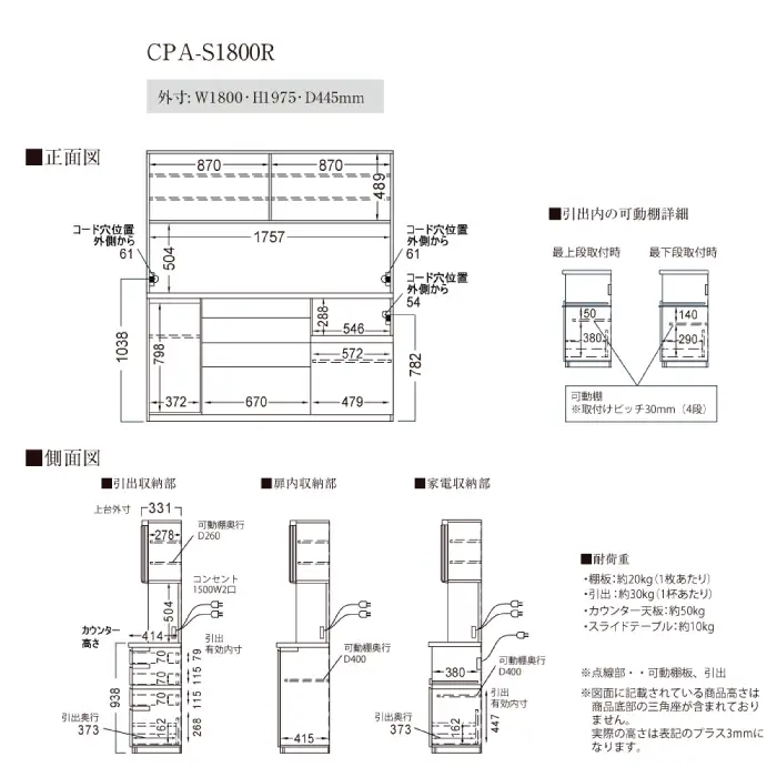 キッチンボードCPA-S1800R [No.872]