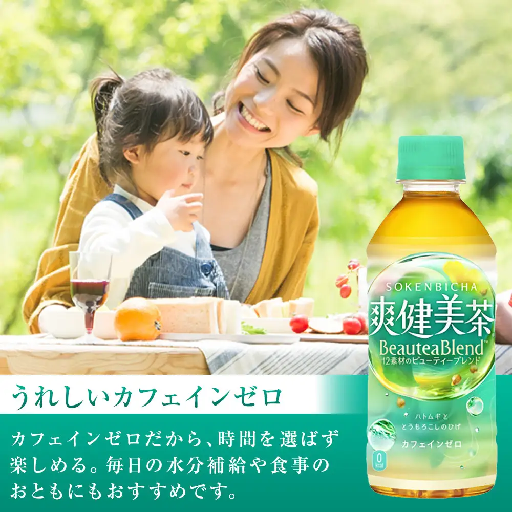 爽健美茶 300mlPET×24本×2箱　【11100-0541】カフェインゼロ 香ばしい おいしい ブレンド茶 お茶 ハトムギ 玄米 大麦 ドクダミ植物素材 飲料 飲みきり 水分補給 備蓄 防災 人気 おすすめ