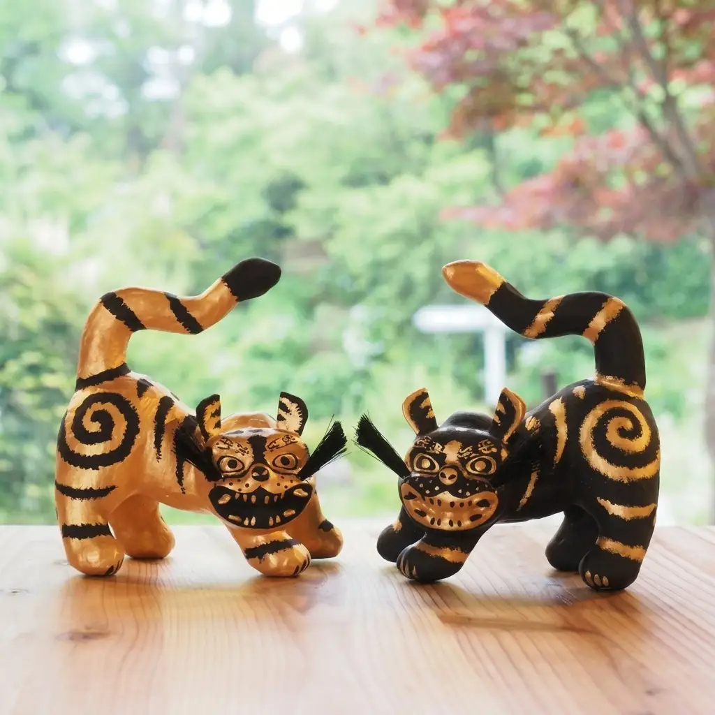 張り子 腰高とら 金黒 伝統工芸品 張り子【Sサイズ】