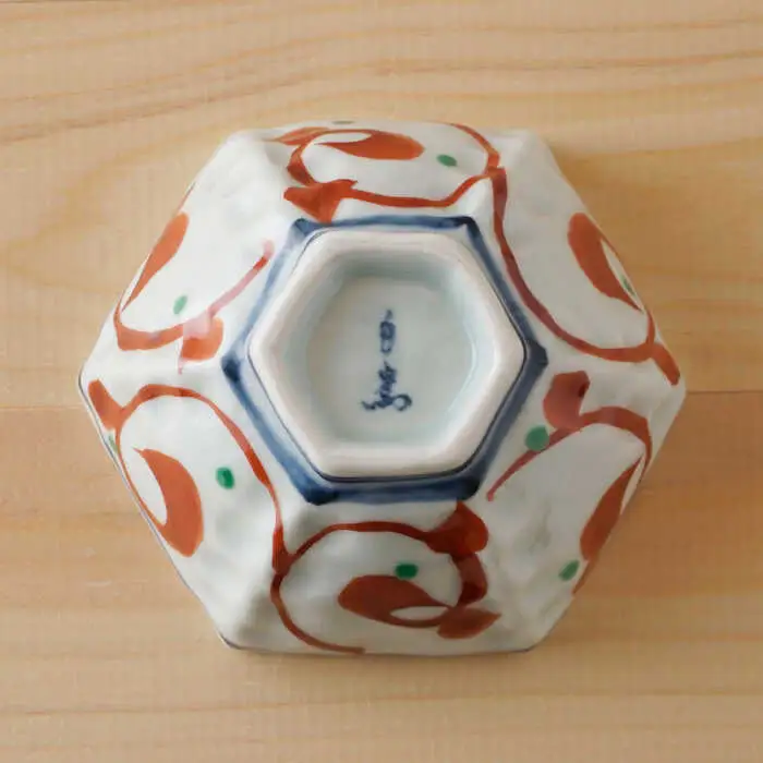 【波佐見焼】赤絵うさぎ 六角小鉢（六角茶付）3個セット 食器 皿【陶もと】[PE34] 波佐見焼
