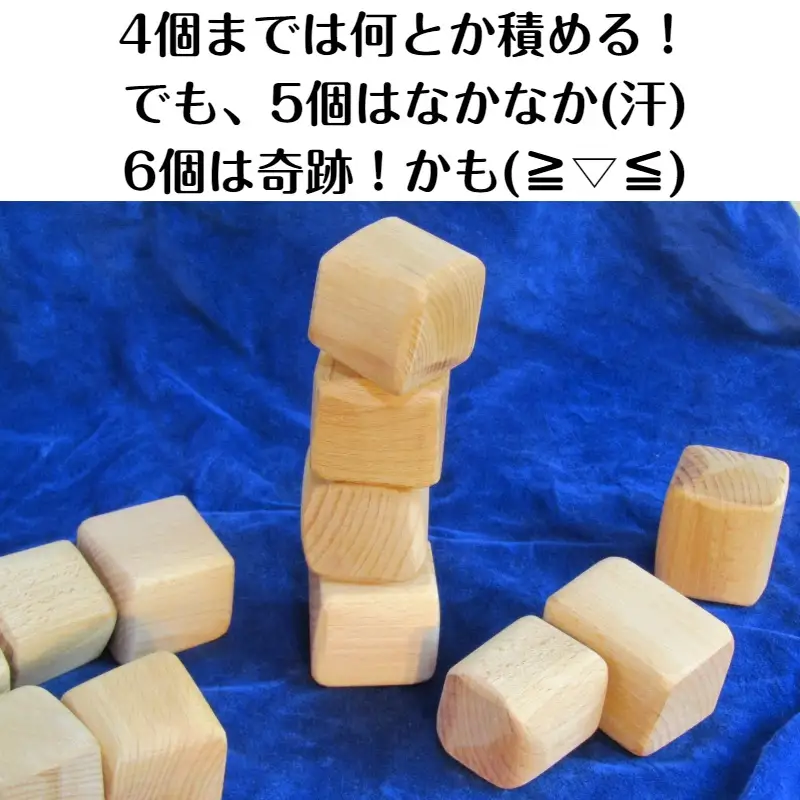 手作り国産ブナ製 積みづらい積み木「積めますか？」