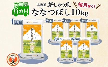 北海道 定期便 6ヵ月 連続 全6回 R8年産 北海道産 ななつぼし 10kg 精米 米 ごはん お米 新米 特A 北海道米 ブランド米 道産 ご飯 お取り寄せ 半年 まとめ買い 令和8年産 常温 自家用 送料無料