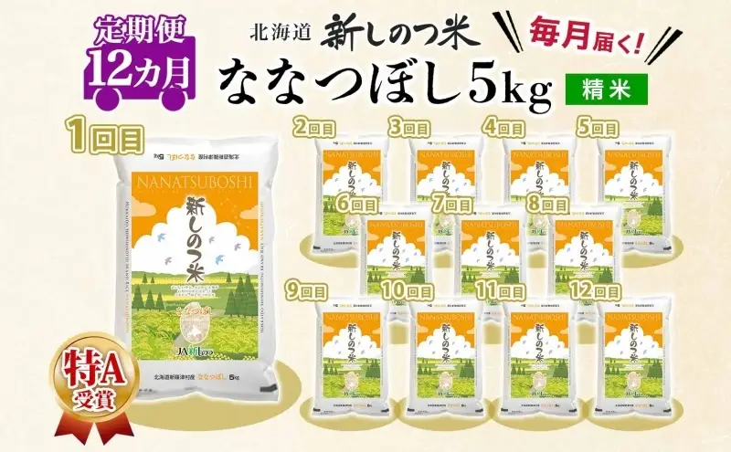 ななつぼしお米北海道産精米特Aななつぼし【5kg】【定期便12ヵ月 全12回】