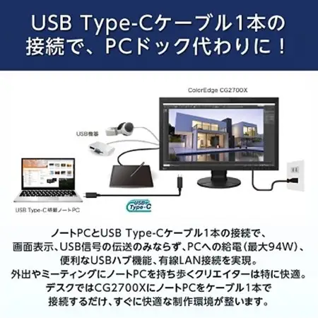 【国内生産】EIZO 27型4Kカラーマネージメント液晶モニター ColorEdge CG2700X_液晶 モニター パソコン pcモニター ゲーミングモニター USB Type-C_【1346451】
