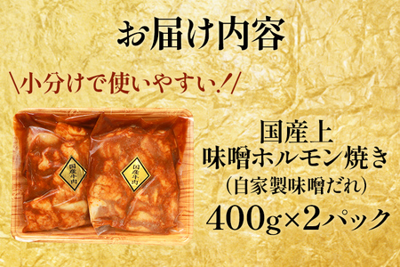 国産上味噌 ホルモン焼き 自家製味噌だれ 800g (400g×2p) 肉の駅KING 焼肉 国産 冷凍 取り寄せ 送料無料