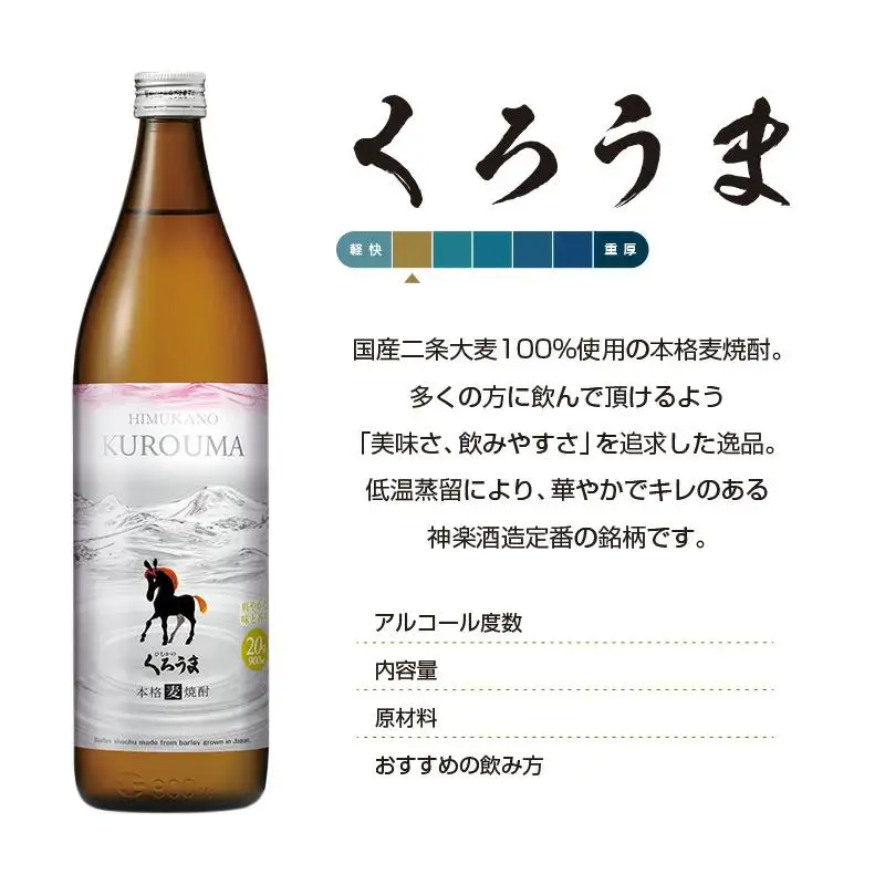 神楽酒造の定番焼酎　芋・麦「くろうま・天孫降臨」飲み比べ　900ml×4本＜18-49a＞