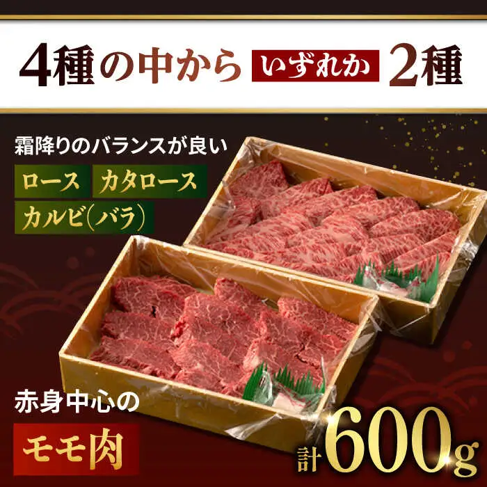 【限定生産】特選 焼肉 2種盛り 長崎和牛 出島ばらいろ ロース カルビ カタロース モモ 計600g【肉のマルシン】 [FG10] 肉 牛肉 焼き肉 赤身 バーベキュー BBQ  