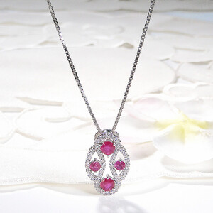 130-9-7 ネックレス PT900 プラチナ ルビー ダイヤモンド 計1.0ct ボリューム ドット もこもこ ペンダント【f245-pt】 ALPAZ015
