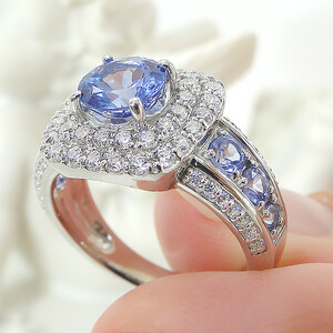 130-9-8 指輪 PT900 プラチナ 大粒タンザナイト ダイヤモンド 0.8ct 取り巻き スクエア リング【f241-pt】 ALPAZ013
