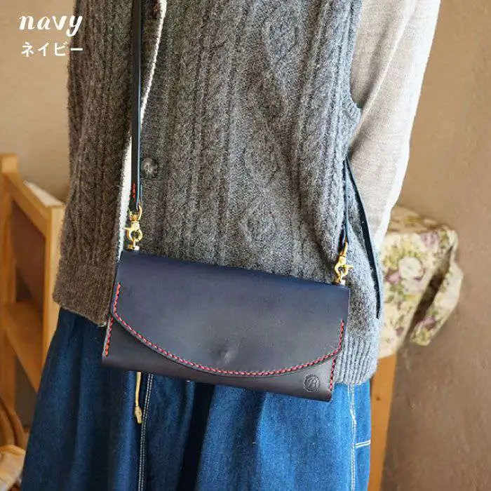 【手縫いの本革製品】お財布機能付き mini ショルダー バッグ 財布《糸島》【BLESS】  [AAA004]