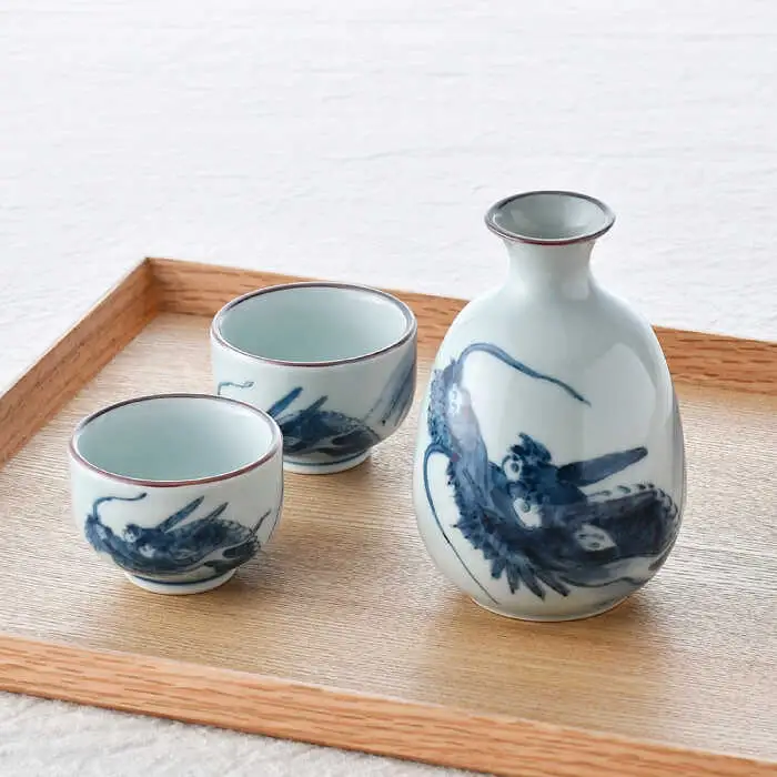 【波佐見焼】龍絵 徳利・盃 3点セット 食器 酒器 猪口【松幸陶芸】[HB51] 波佐見焼