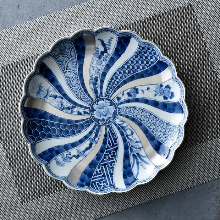 【波佐見焼】林九郎窯 銀彩祥瑞 24.5ｃｍプレート 食器 皿【石丸陶芸】[LB90] 波佐見焼