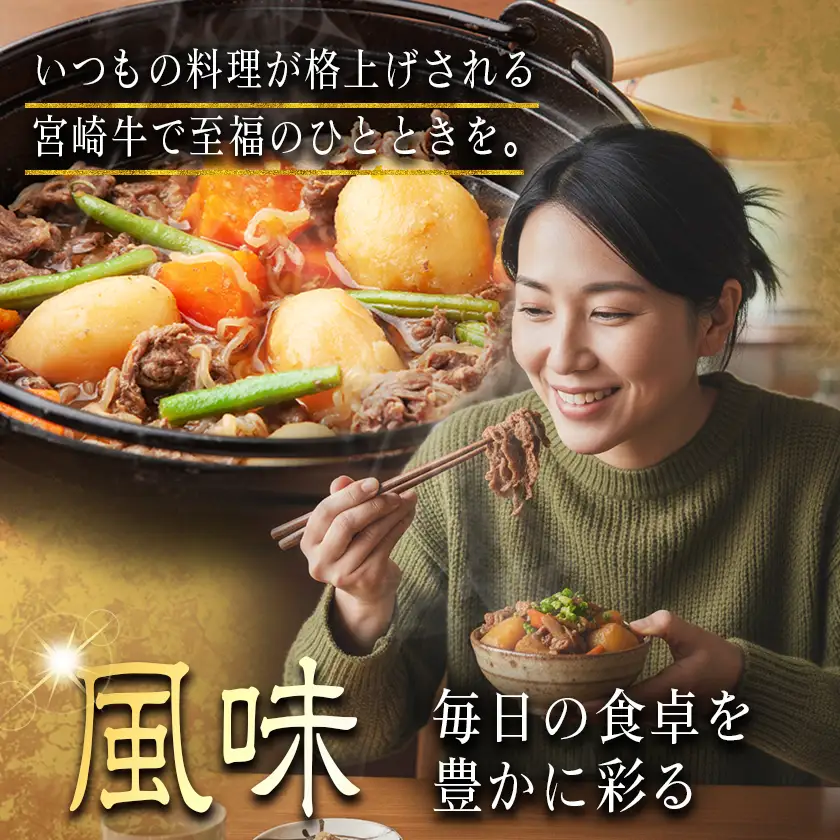 宮崎牛バラ切り落とし1kg〔MJ-2511〕_(都城市) A4ランク A4等級 国産黒毛和牛 都城産宮崎牛 ブランド牛肉 牛バラ切り落とし (500g×2パック) 合計1kg すき焼き 牛丼などに 冷凍保存