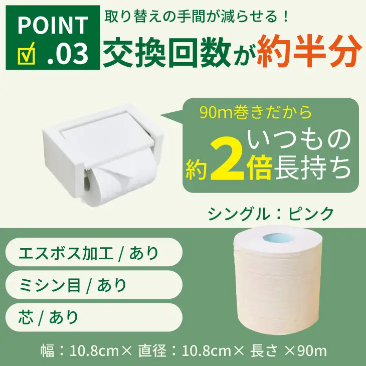 トイレットペーパーシングル ピンク 2パック 計24個 トイレットロール 日用品 A065-012