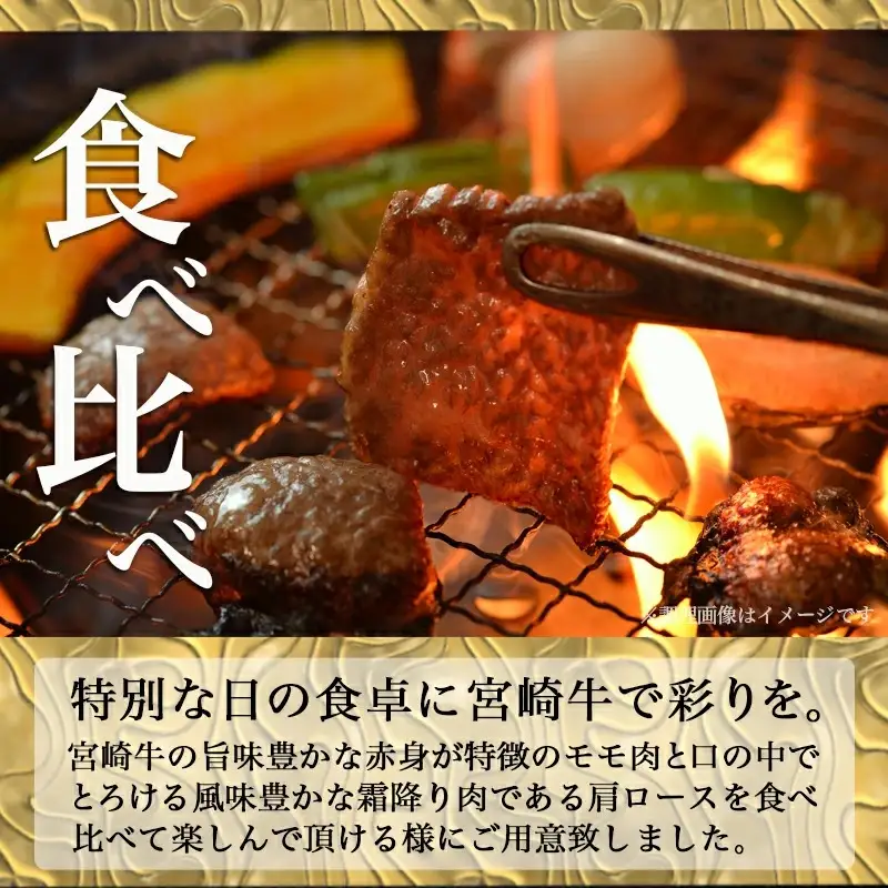 宮崎牛赤身＆霜降り【とろ旨カルビセット】800g〔22-6506〕_(都城市) 牛肉 牛もも焼肉用(500g) 牛肩ロース焼肉用(300g) 合計800グラム 焼き肉用カット 鉄板焼き BBQ 牛モモ肉 霜降り肉 ギフト 贈答用
