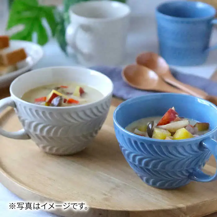 【波佐見焼】ローズマリー スープカップ 2個セット アイボリー・ブルーグレー スープマグ マグカップ 食器 皿【翔芳窯】[FE282] 波佐見焼