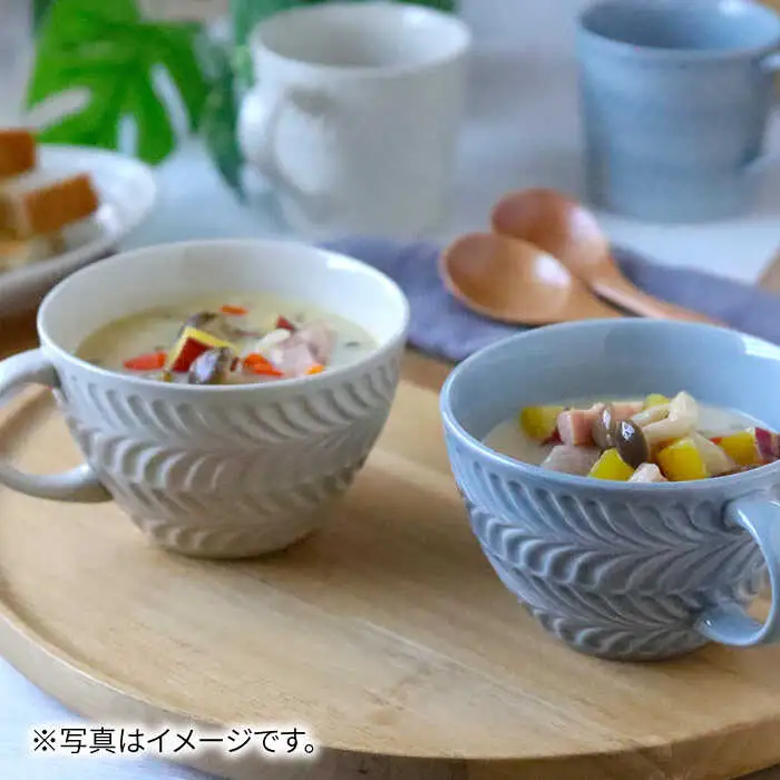 【波佐見焼】ローズマリー スープカップ 2個セット アイボリー・グレー スープマグ マグカップ 食器 皿【翔芳窯】[FE285] 波佐見焼