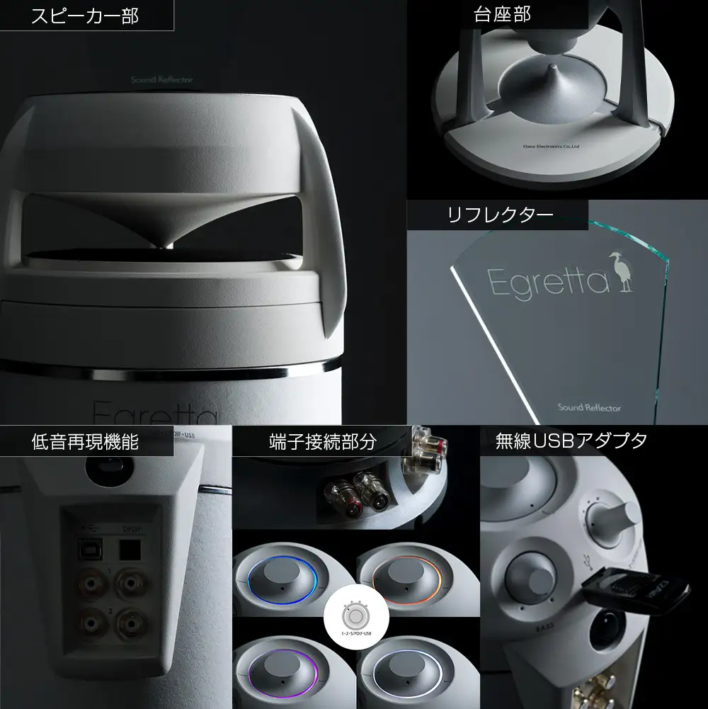 スピーカー オーディオ アンプ 全方位 無指向性 Egretta エグレッタ TS1000 TA1000 タワー型 オオアサ電子 アンプ非搭載 アンプセット_OE025_009