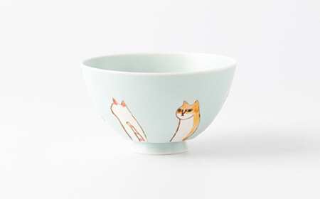 六猫 お茶碗 4色セット NAZ314 やきもの 食器