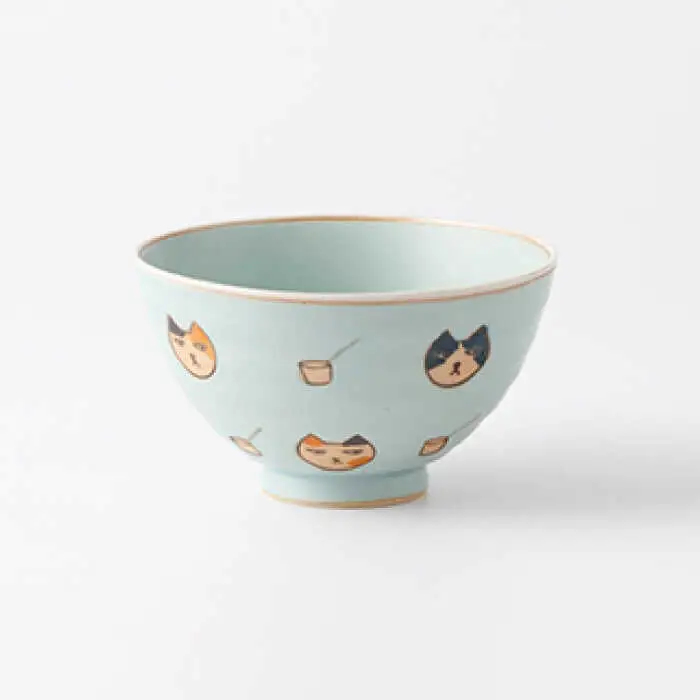 猫も杓子も お茶碗 4色セット NAZ315 やきもの 食器