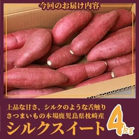 シルクスイート 〈4キロ〉サツマイモ さつまいも 人気品種 鹿児島県 A2-2_野菜 さつまいも いも サツマイモ 薩摩芋  野菜  いも イモ 芋_【配送不可地域：離島】【1167015】