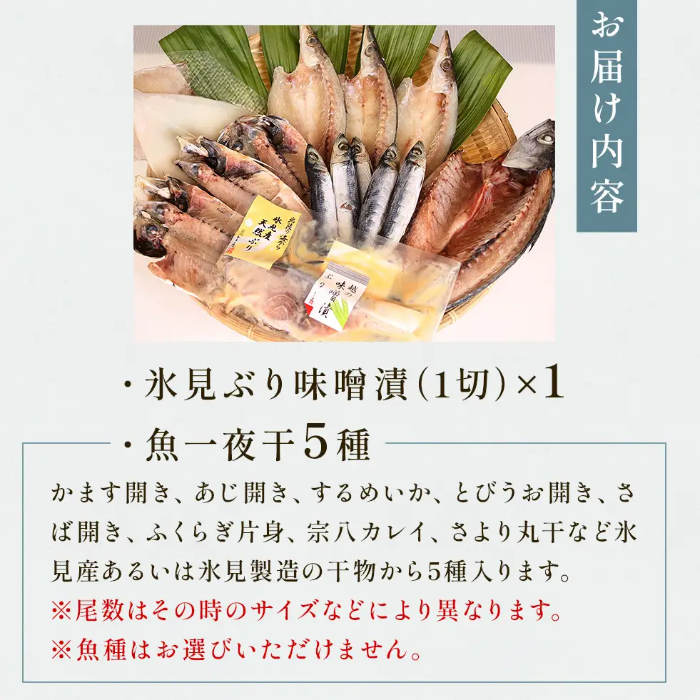 氷見 堀与おすすめ一夜干5種と氷見鰤味噌漬け 富山県 氷見市 干物 詰め合わせ 食べ比べ セット ブリ ぶり 切り身　