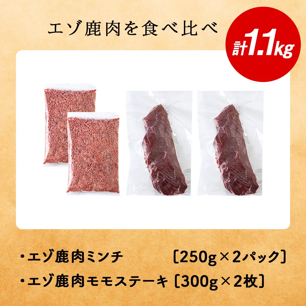 贅沢!エゾ鹿肉 モモステーキ＆ミンチセット 北海道 稚内 ジビエ【配送不可地域：離島・沖縄県】