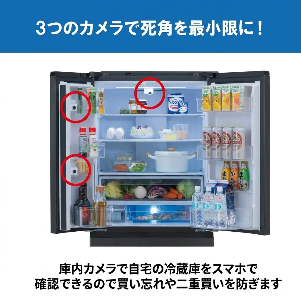 冷蔵庫 庫内カメラ付き 503L IRSN-C50A-B ブラック 大型 大型冷蔵庫 冷凍庫 両開き 6ドア フレンチドア 2段冷凍室 171L 急速冷凍 自動製氷 大容量 アイリスオーヤマ 