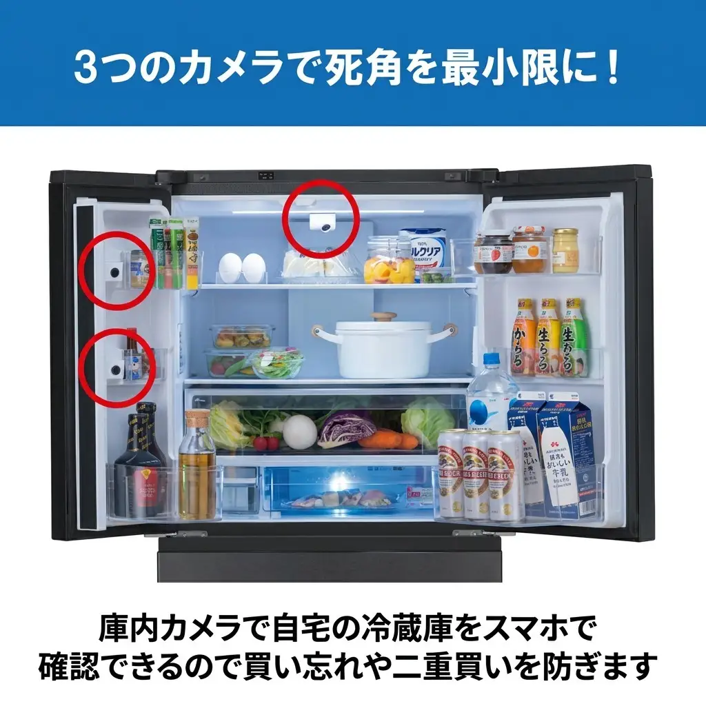 冷蔵庫 庫内カメラ付き 453L IRSN-C45A-B ブラック 大型 大型冷蔵庫 両開き 6ドア フレンチドア 2段冷凍室 171L 急速冷凍 自動製氷 大容量 アイリスオーヤマ 
