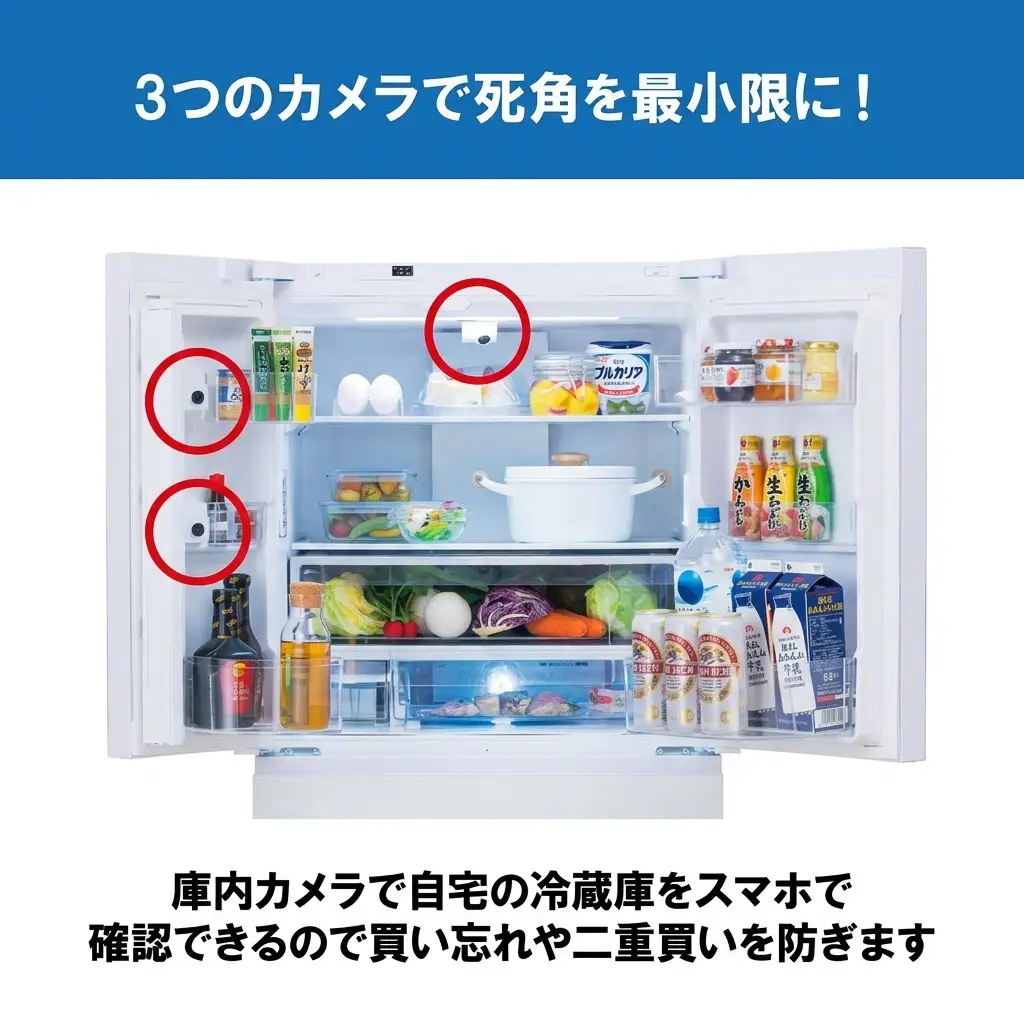 冷蔵庫 庫内カメラ付き 453L IRGN-C45A-W ホワイト 大型 大型冷蔵庫 両開き 6ドア フレンチドア 2段冷凍室 171L 急速冷凍 自動製氷 大容量 アイリスオーヤマ 