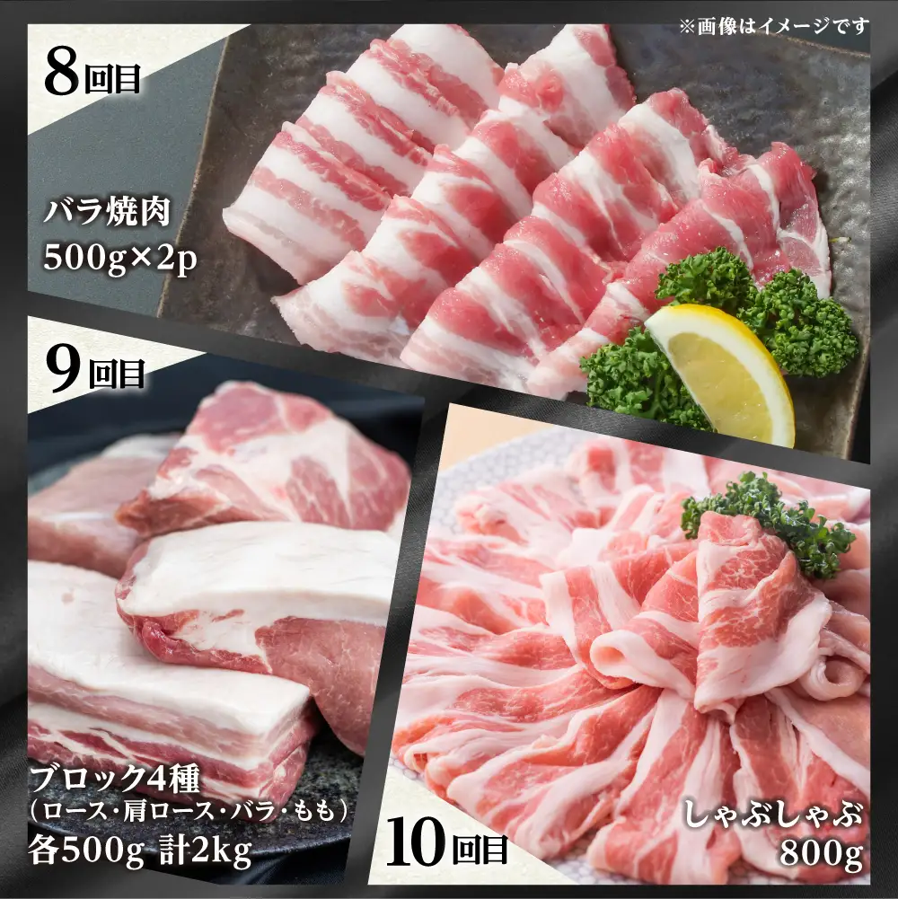 《まるごと定期便》全10回 お届け 結旨豚 三昧バラエティ 定期便 肉 肉づくし 白川郷 ゆいうまぶた ロース肉 しゃぶしゃぶ 国産 豚肉 焼肉 バラ 切り落とし カツ とんかつ 食べ比べ ブランド豚 ブロック ステーキ 岐阜県 人気 お楽しみ [S602]