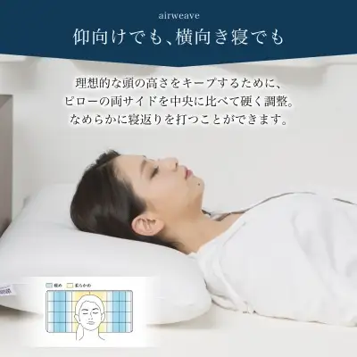 エアウィーヴ 枕 ピローS-LINE × ケース ネイビー 寝具 ｴｱｳｨｰｳﾞ 寝具
