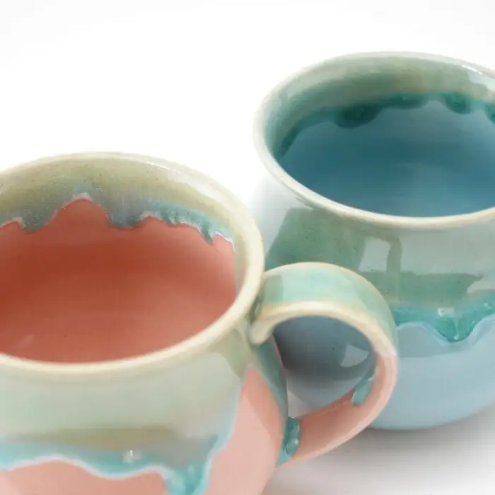 【波佐見焼】Folk Design 白釉流し ピンク＆ブルー ペア アロママグ 食器【玉有】[IE42] 波佐見焼