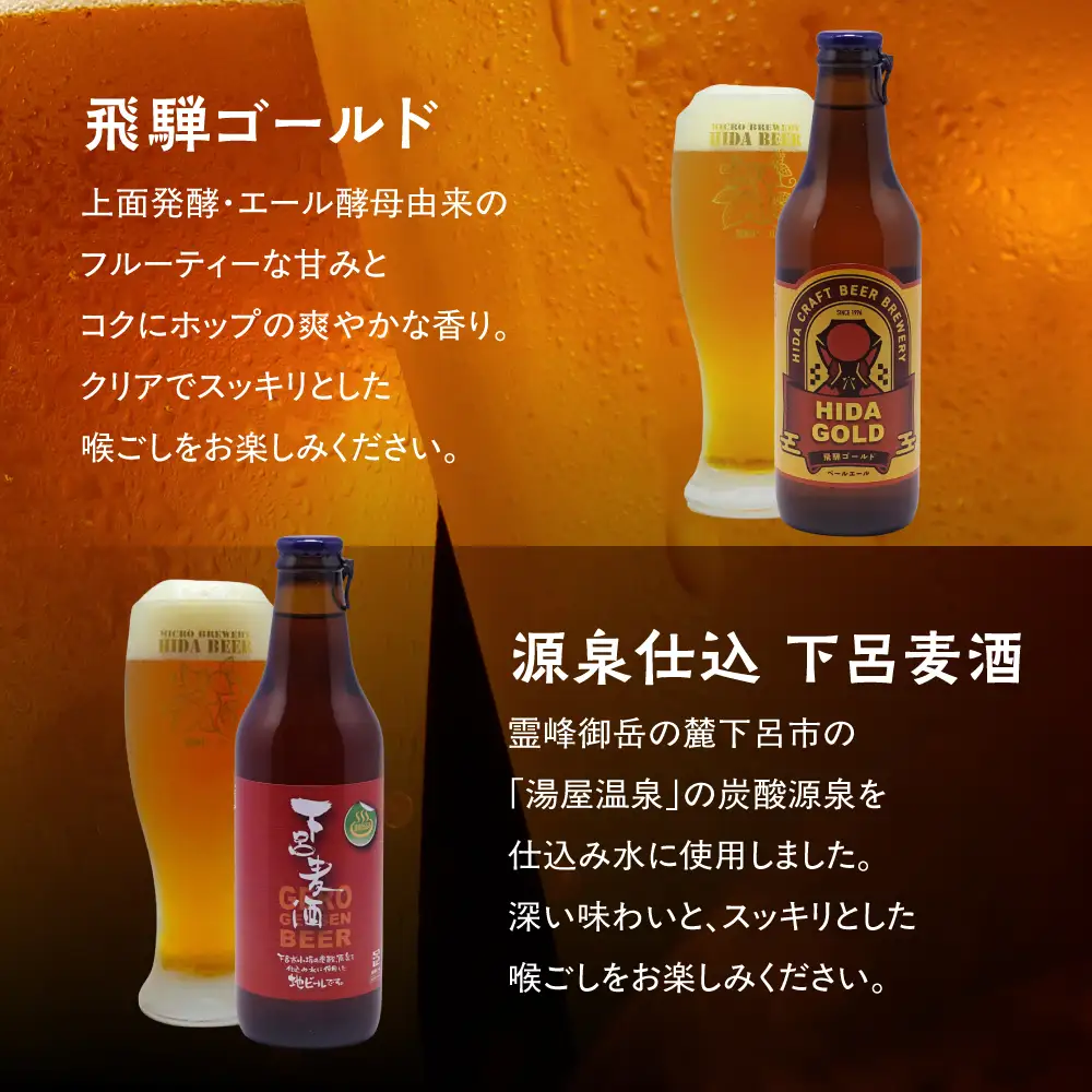 地ビール飛騨 ホワイト・ブラック・ゴールド・下呂麦酒12本セット（4種 各3本）ビール お酒 アルコール 宅飲み 株式会社地ビール飛騨【HM002】