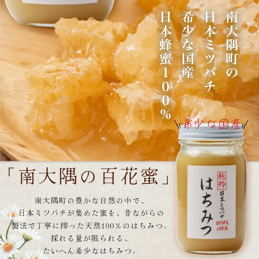 【数量限定】国産[純粋]日本ミツバチの天然はちみつ（270g×２本）CB003｜鹿児島県 南大隅町