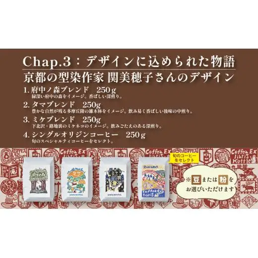 COFFEA EXLIBRIS スペシャルティコーヒー 250ｇ×4種セット　【コーヒー豆】