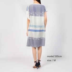 【限定】STYLE＊MEISEN 四角重ね柄シルクワンピース（WHITE）/ L F7Z-306