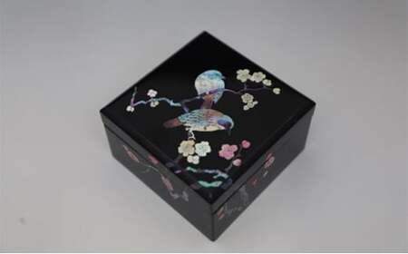 小箱 花鳥（貝入）黒 雑貨 日用品 工芸品  FAD-1222