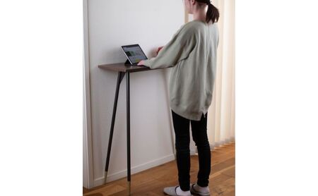 【andFREL】F3ハイテーブル 天板 メラミン ホワイトパイン 幅90cm 奥行35cm 高さ100cm 国産家具 組立簡単 インテリア デスク 木の風合い 清潔 パソコン 作業 配線 家具にあわせやすい スリム 耐久性 ※離島への配送不可