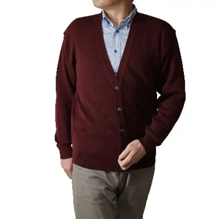 無地 メンズニット カーディガン ワイン S寸 15230_装飾品・工芸品 男性・メンズ 洋服 _【1234090】