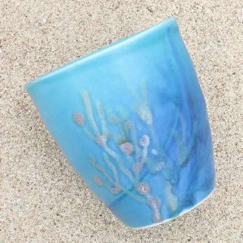 【datta.沖縄南の島陶芸工房】珊瑚タンブラー 瑠璃紺x純白（ペアセット）