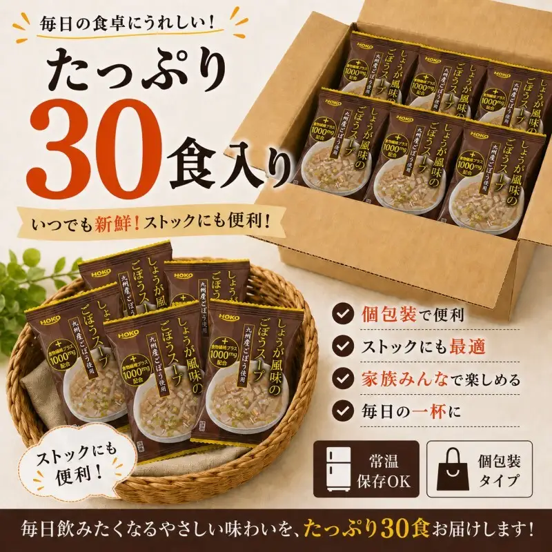フリーズドライスープ ごぼう しょうが風味 九州産 フリーズドライスープ【30食】