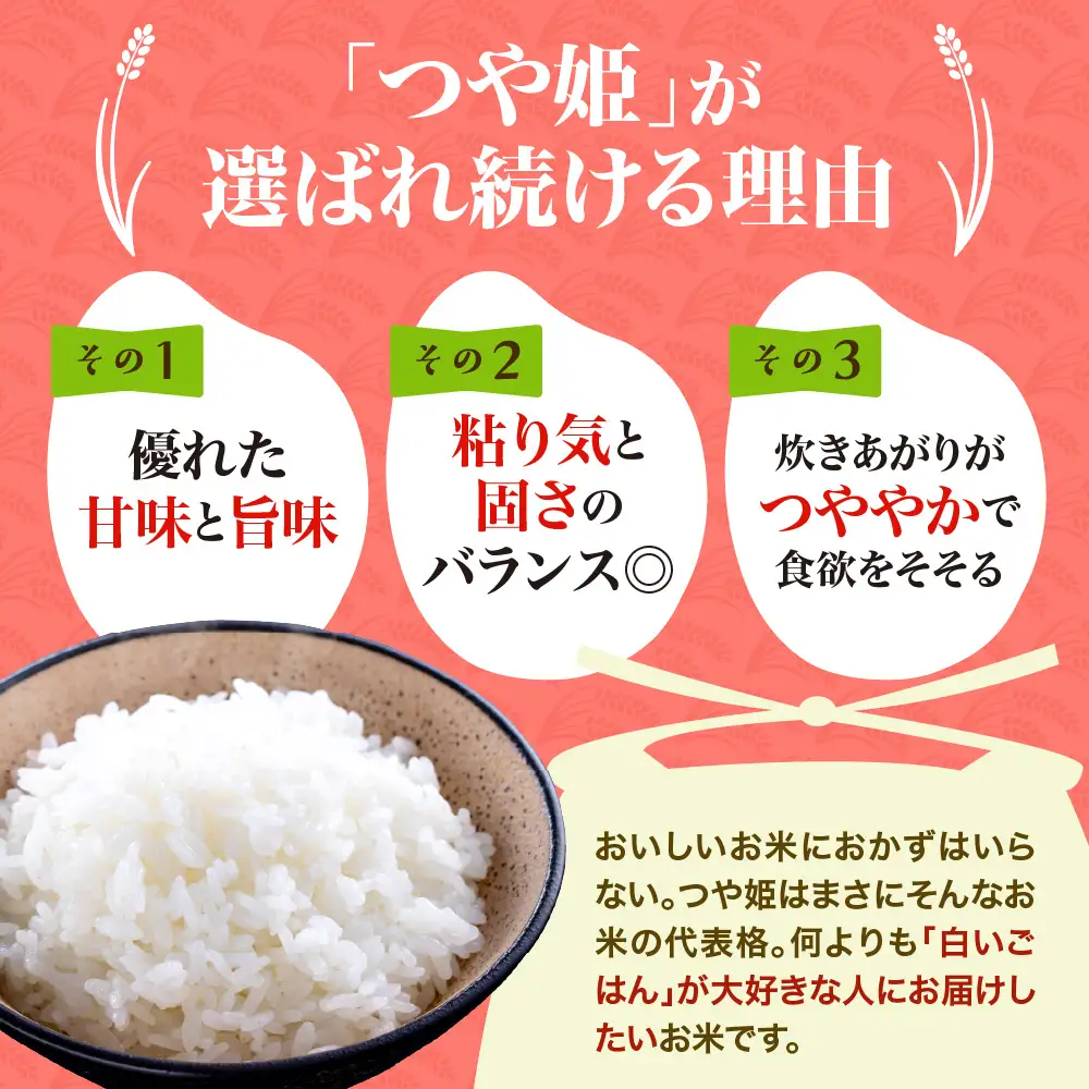 【令和8年産米】2026年10月下旬発送  つや姫60kg（20kg×3ヶ月）隔月定期便 山形県産 【米comeかほく協同組合】　ka024-116d-r8-10023